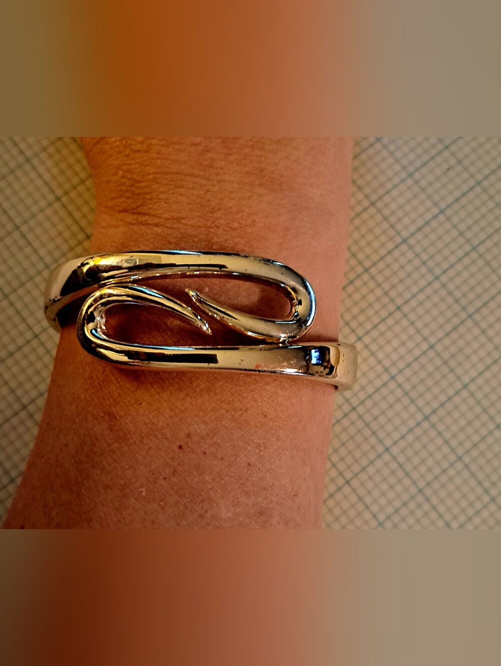 Polished Silver-Tone Sculpted Hinged Bracelet - Women Jewelry